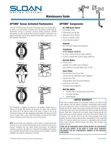 Maintenance Guide: Optima ES-S & WB ES-S - Sloan Valve Company
