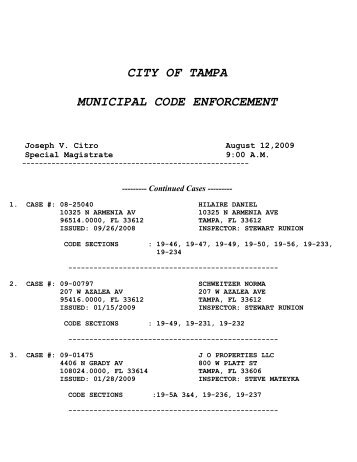 August 12,2009 - City of Tampa