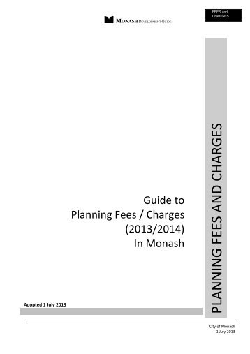 Guide to Planning Fees and Charges - City of Monash