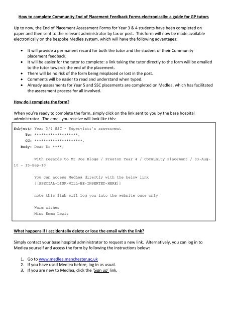 How to complete Community End of Placement Feedback Forms ...