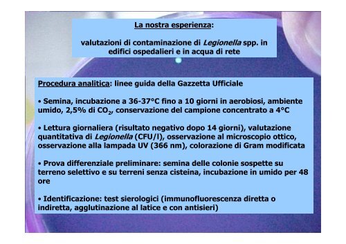 valutazione quantitativa di Legionella - ARTA Abruzzo