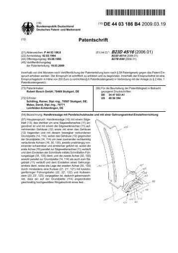 Patentschrift - Deutsches Patentdokumente - www.Patent-De.com