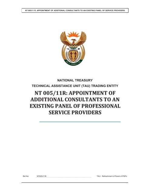 TAU Panel Refreshment Bid Document 06 May 2011 - National ...