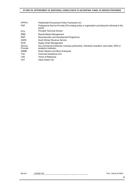 TAU Panel Refreshment Bid Document 06 May 2011 - National ...
