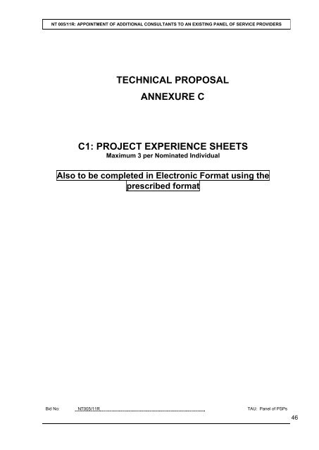 TAU Panel Refreshment Bid Document 06 May 2011 - National ...