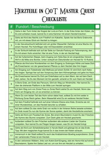 Herzteile in OoT Master Quest Checkliste - ZFans