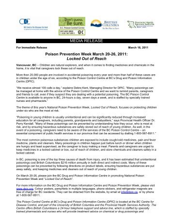 MEDIA RELEASE - British Columbia Drug and Poison Information ...