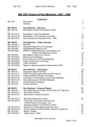 MS 1591 Papers of Paul Mackney, 1981 - 1992 - Connecting Histories