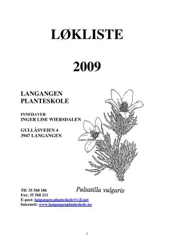 LÃKLISTE 2009 - Langangen planteskole
