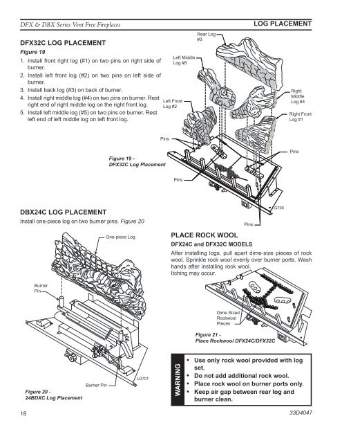 DFX, DBX Vent-Free Fireplace Systems - Unvented Gas Log Heater ...