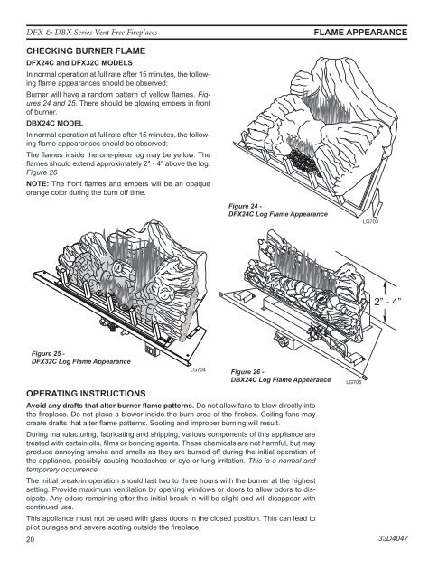 DFX, DBX Vent-Free Fireplace Systems - Unvented Gas Log Heater ...