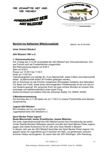 Bericht ins Nalbacher Mitteilungsblatt - ASV Bilsdorf 1961 e.V