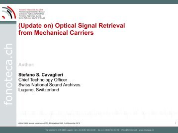 Update on optical signal retrieval.pdf - Fonoteca Nazionale Svizzera