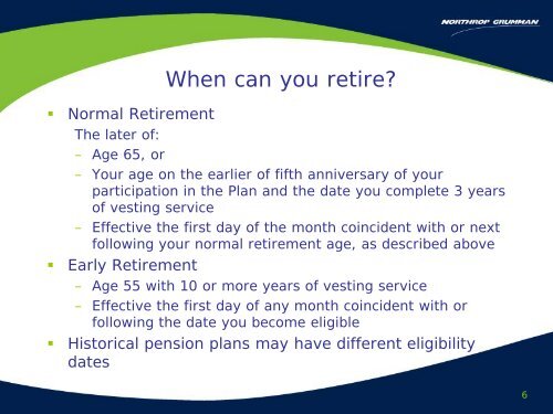 Retirement Overview for TRW Heritage Employees - Benefits Online