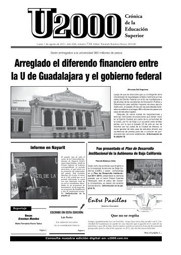 Arreglado el diferendo financiero entre la U de Guadalajara ... - U2000