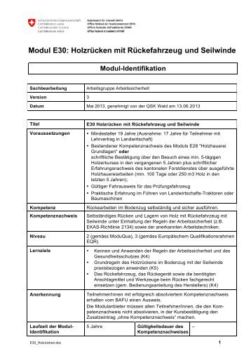 Modul E30: Holzrücken mit Rückefahrzeug und Seilwinde - Codoc