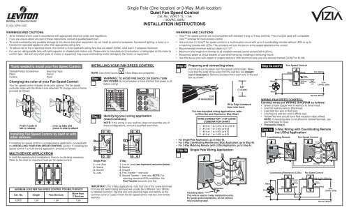 Single Pole (One location) or 3-Way (Multi-location) Quiet Fan ...