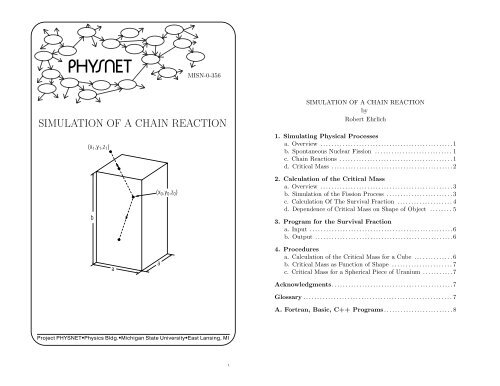 Chain Stack Simulation SIMULATION OF A CHAIN REACTION - Project PHYSNET