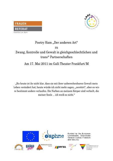 Poetry Slam âDer anderen Artâ - bei Broken-Rainbow