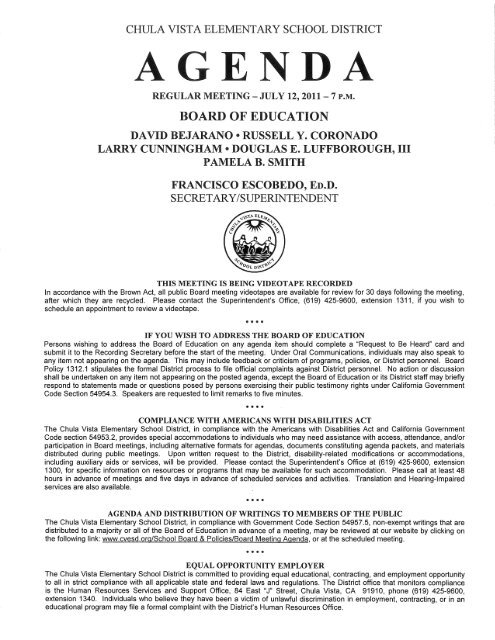 Agenda 071211 - Chula Vista Elementary School District
