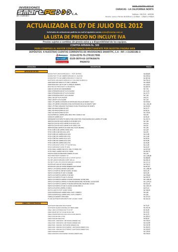 ACTUALIZADA EL 07 DE JULIO DEL 2012 - INVERSIONES ...