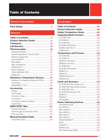 Sensor and Controller Catalog (Complete - .pdf) - Watlow