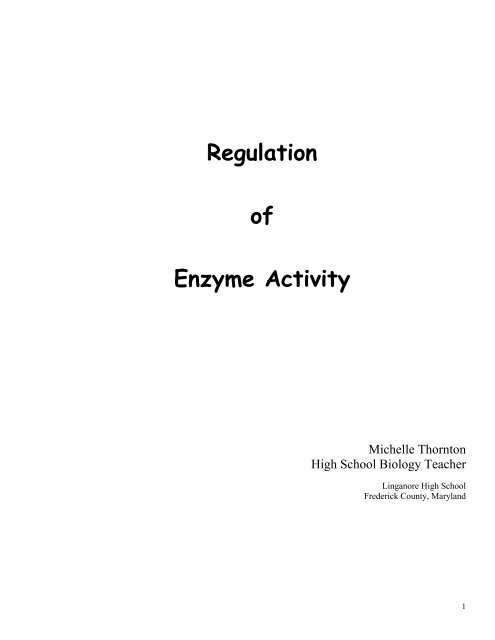 Regulation of Enzyme Activity - mdk12