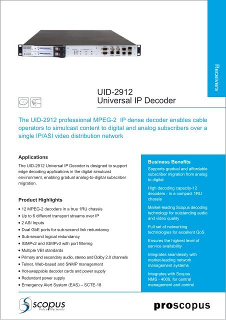 UID-2912 Universal IP Decoder - TBC Integration