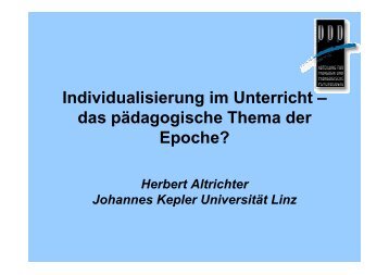 Vortrag Univ. Prof. Dr. Herbert Altrichter