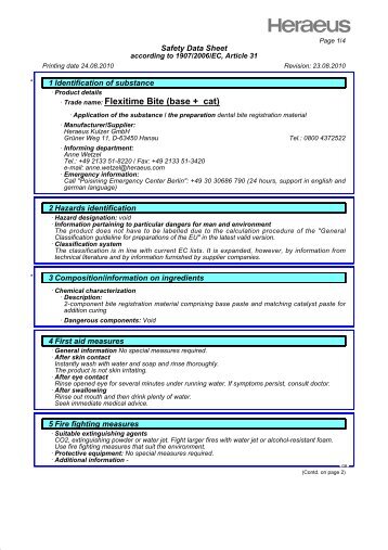 Flexitime Bite MSDS - Heraeus Kulzer US