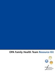 OPA Family Health Team Resource Kit - Impact