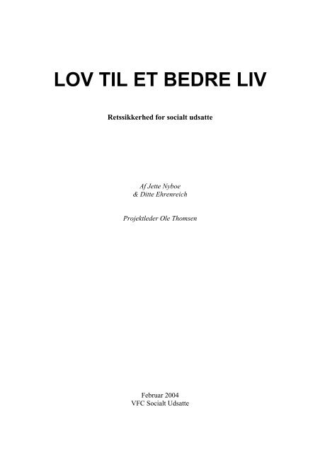 LOV TIL ET BEDRE LIV - Socialstyrelsen