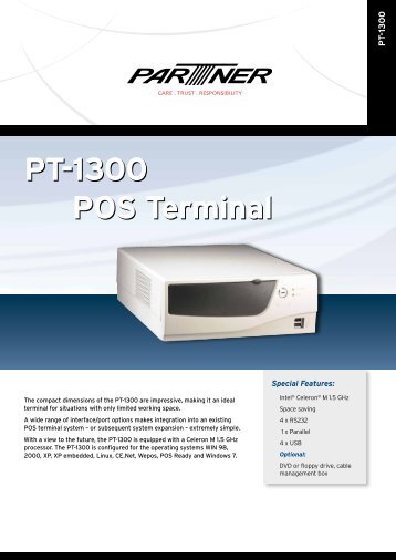 PT-1300 POS Terminal PT-1300 POS Terminal - partner-tech.eu