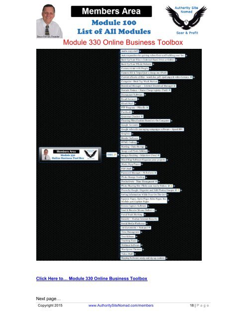 Authority Site Nomad Modules List