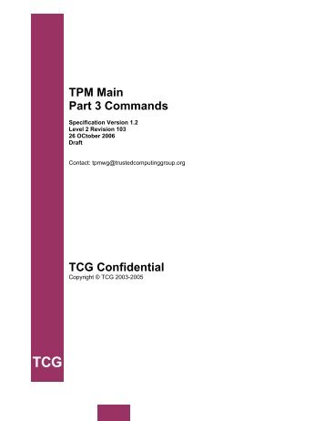 TPM Main Part 3 Commands TCG Confidential