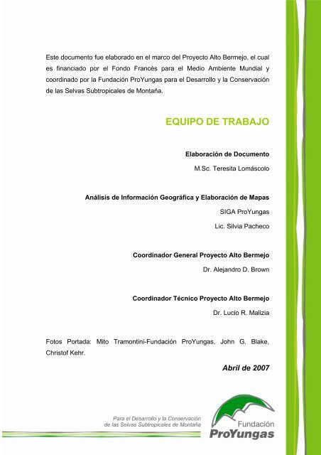 Descargar archivo en formato pdf. - FundaciÃ³n ProYungas