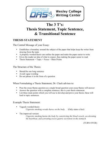 Thesis statements and topic sentences