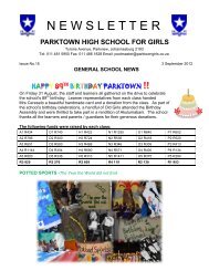 GENERAL SCHOOL NEWS - Parktown High School for Girls