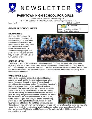 N E W S L E T T E R - Parktown High School for Girls