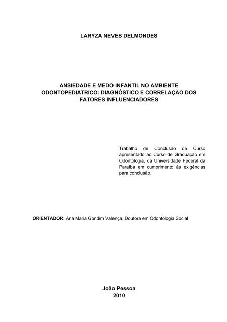 2. ansiedade e medo infantil no ambiente odontopediatrico ...