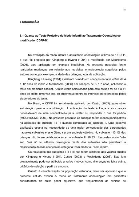 2. ansiedade e medo infantil no ambiente odontopediatrico ...