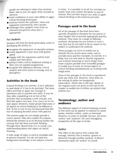 Critical Thinking Skills - Developing Effective Analysis and Argument(2)