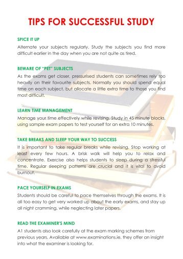 TIPS FOR SUCCESSFUL STUDY