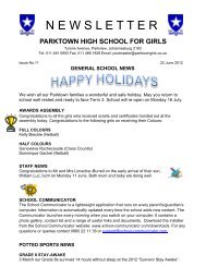 SPORTS NEWS - Parktown High School for Girls