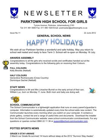 SPORTS NEWS - Parktown High School for Girls