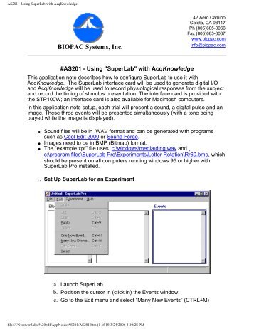 AS201 - Using SuperLab with AcqKnowledge - Biopac