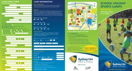 SCHOOL HOLIDAY SPORTS CAMPS - Sydney University Sport