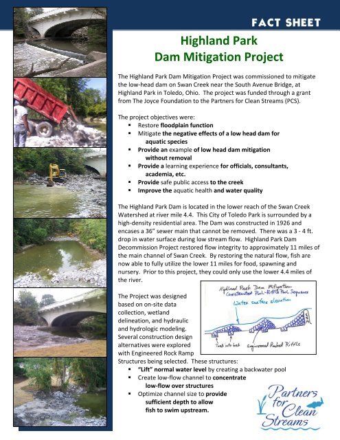 Highland Park Dam Mitigation Project - Partners for Clean Streams