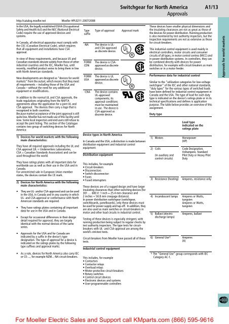 Approvals and certificates - Moeller Electric Parts