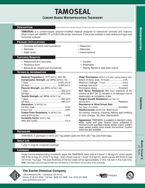 TAMOSEAL - Euclid Chemical Co